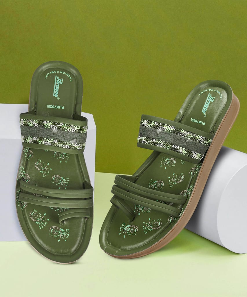 Stylish Women Paragon Women's Slip On Flat Pista Green Sandals | Durable Dailywear Sandals 2025 