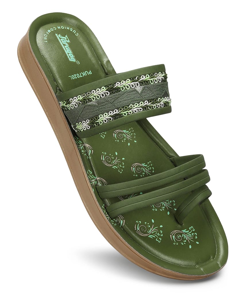 Stylish Women Paragon Women's Slip On Flat Pista Green Sandals | Durable Dailywear Sandals 2025 