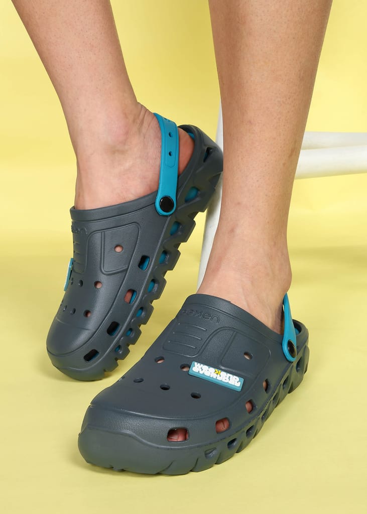 Paragon Men's Slip-on Grey-Turquoise Sandals for Men | Comfortable Sole & Durable