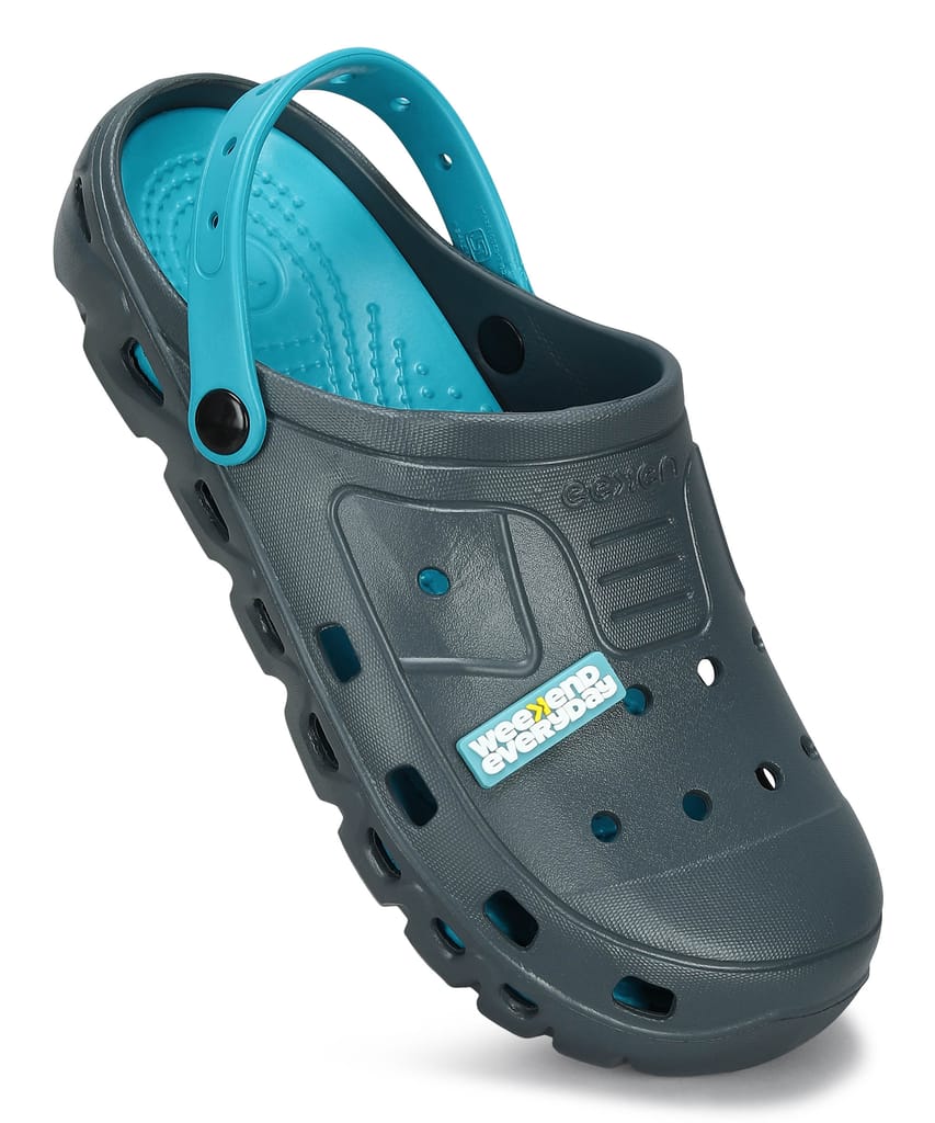 Paragon Men's Slip-on Grey-Turquoise Sandals for Men | Comfortable Sole & Durable