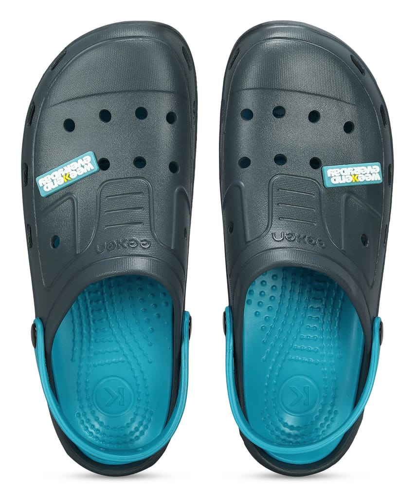 Paragon Men's Slip-on Grey-Turquoise Sandals for Men | Comfortable Sole & Durable
