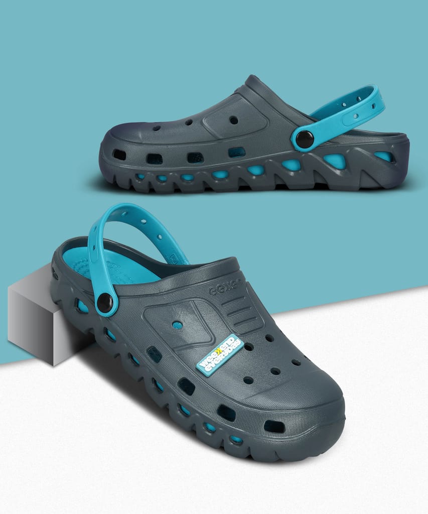 Paragon Men's Slip-on Grey-Turquoise Sandals for Men | Comfortable Sole & Durable