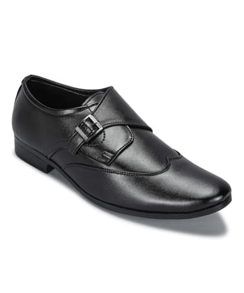 Paragon Men's Black Formal Shoes with Buckle| Durable & Sturdy for Outdoor Wear