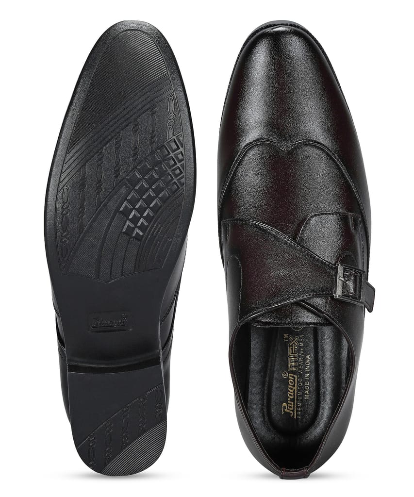 Affordable Men Paragon Men's Brown Formal Shoes with Buckle| Durable & Sturdy for Outdoor Wear 2