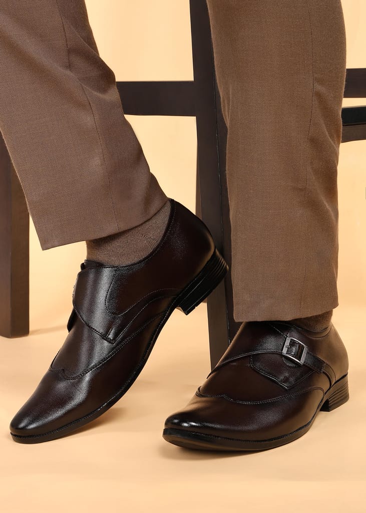 Affordable Men Paragon Men's Brown Formal Shoes with Buckle| Durable & Sturdy for Outdoor Wear 2
