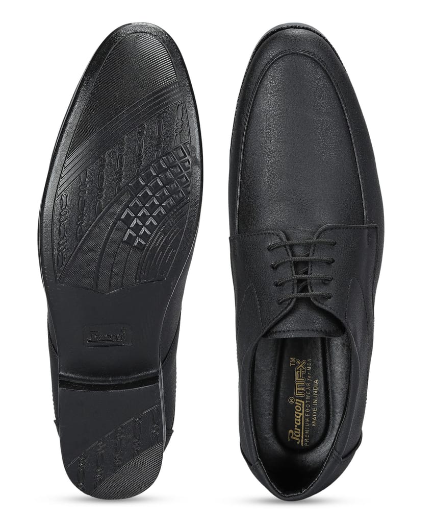 Paragon Men's Black Formal Shoes with Laces| Durable & Sturdy for Outdoor Wear