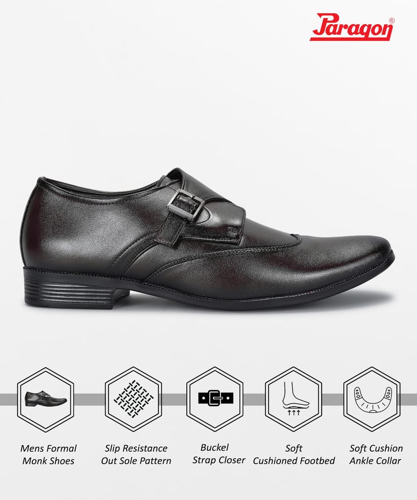 Affordable Men Paragon Men's Brown Formal Shoes with Buckle| Durable & Sturdy for Outdoor Wear 2