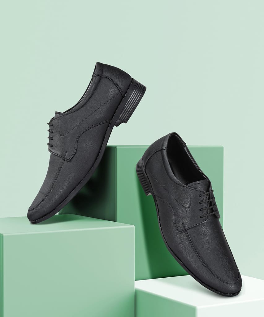 Paragon Men's Black Formal Shoes with Laces| Durable & Sturdy for Outdoor Wear