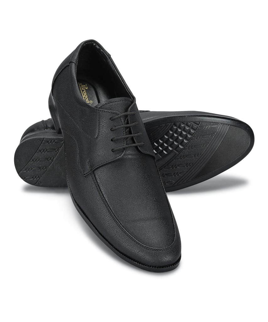 Paragon Men's Black Formal Shoes with Laces| Durable & Sturdy for Outdoor Wear