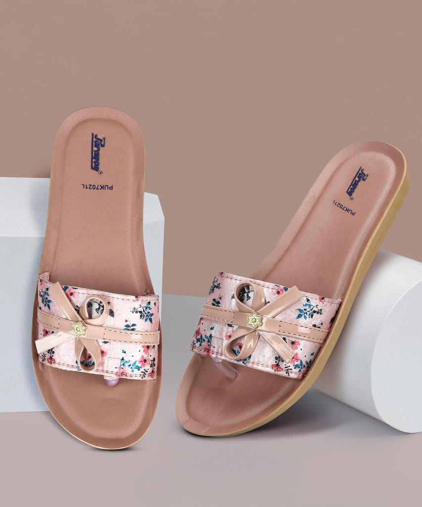 Paragon Women's Peach Sliders with Anti-skid Cushioned Sole for Everyday Use