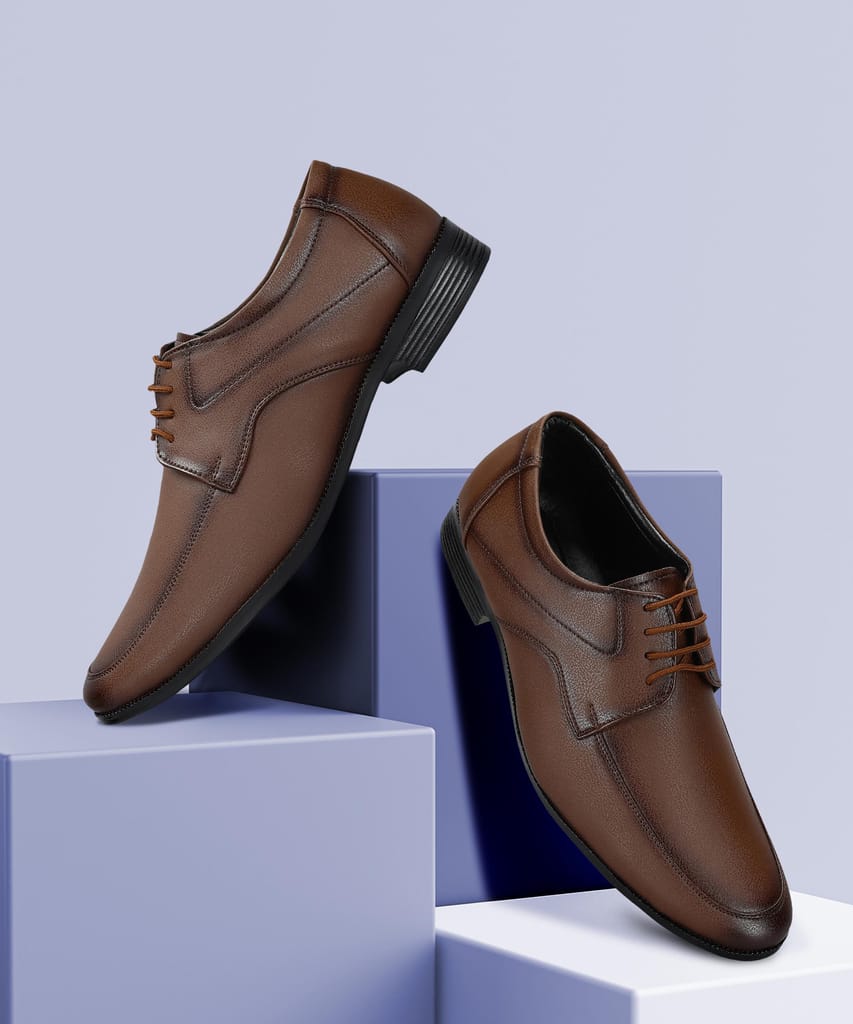 New Men Paragon Men's Tan Formal Shoes with Laces| Durable & Sturdy for Outdoor Wear 2025 at Sho