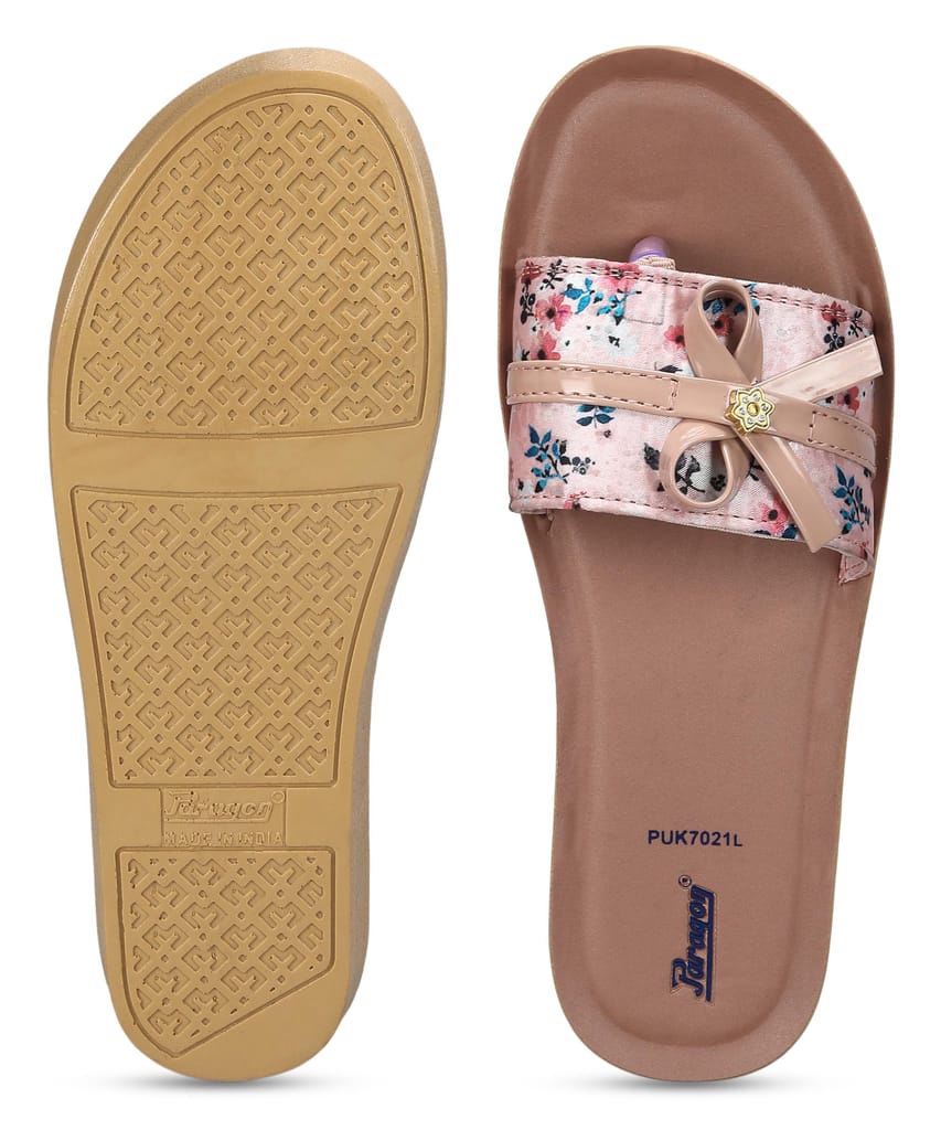 Paragon Women's Peach Sliders with Anti-skid Cushioned Sole for Everyday Use