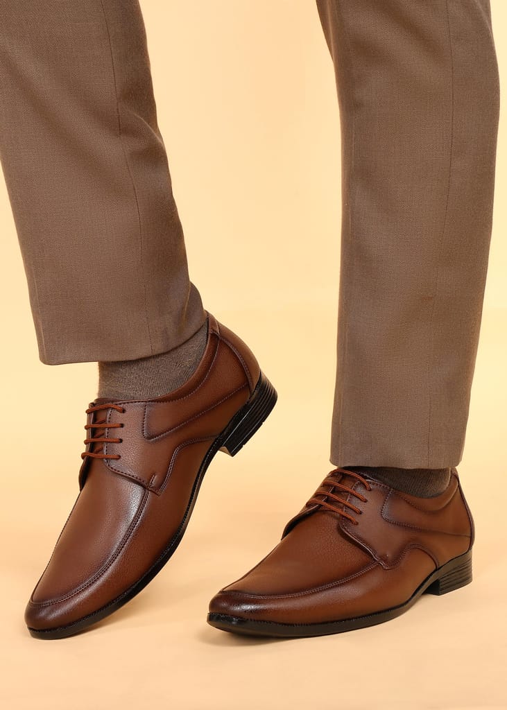 New Men Paragon Men's Tan Formal Shoes with Laces| Durable & Sturdy for Outdoor Wear 2025 at Sho