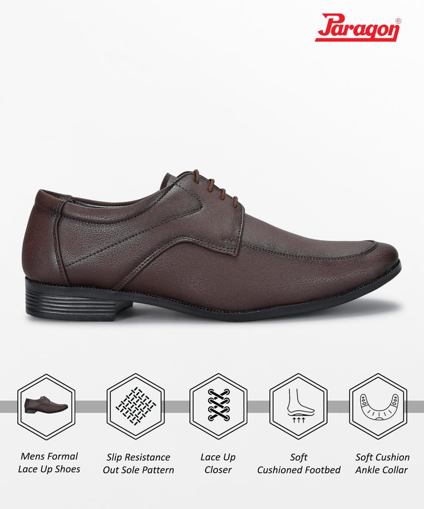 Latest Men Paragon Men's Brown Formal Shoes with Laces| Durable & Sturdy for Outdoor Wear 2025 a