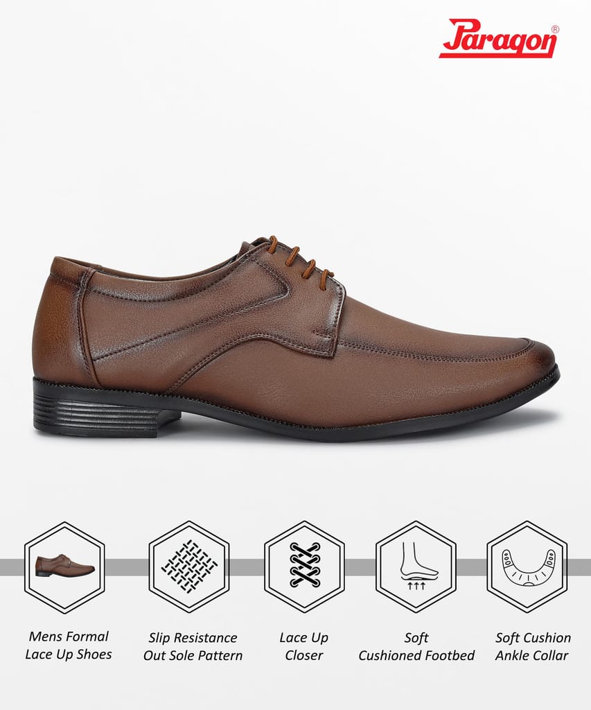 New Men Paragon Men's Tan Formal Shoes with Laces| Durable & Sturdy for Outdoor Wear 2025 at Sho