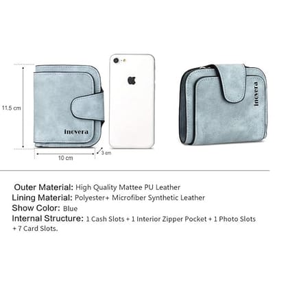 INOVERA (LABEL)Women's Vegan Leather Tri-fold Fashion Card Coin Holder Small Wallet