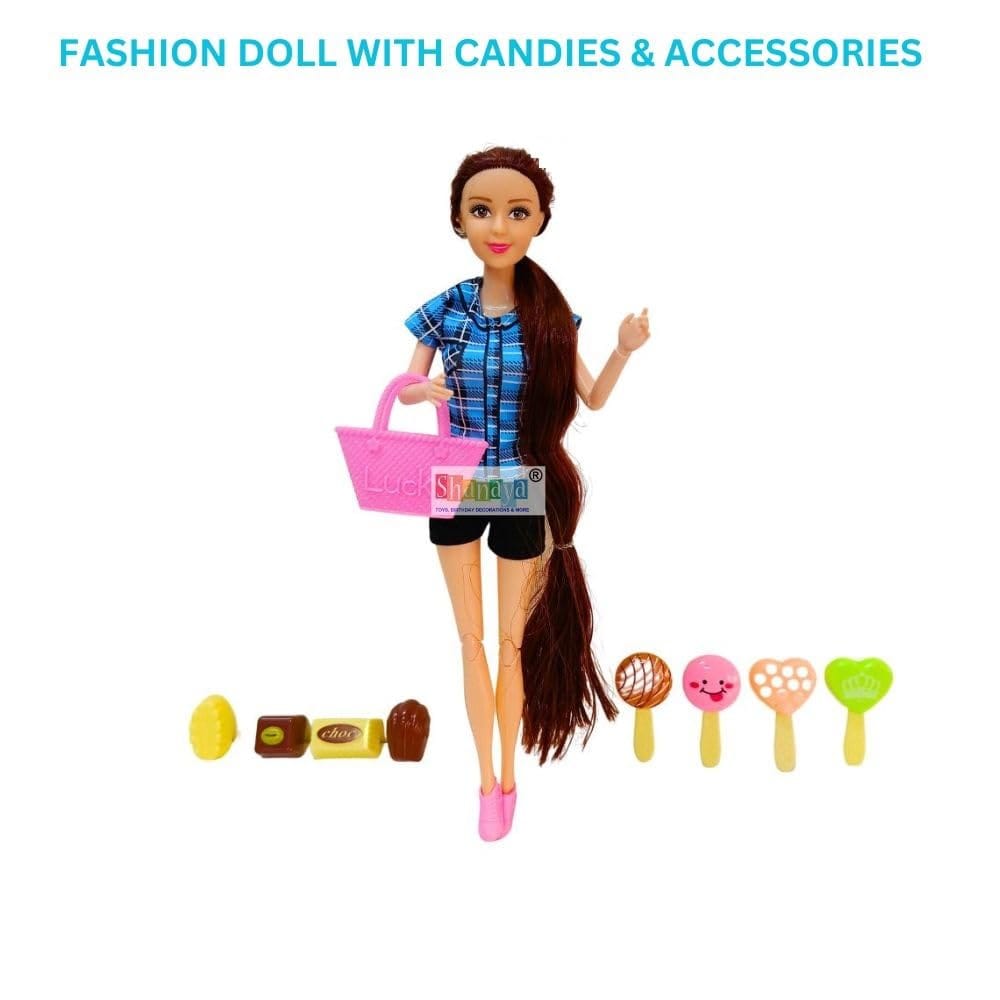 SHANAYA Doll Playset for Girls| Includes Doll, Dessert Toys Like Candies Chocolates | Pretend Play Toys for Kids | Birthday Gift for Girls | Fun & Durable Toy Set for Creative Role Play