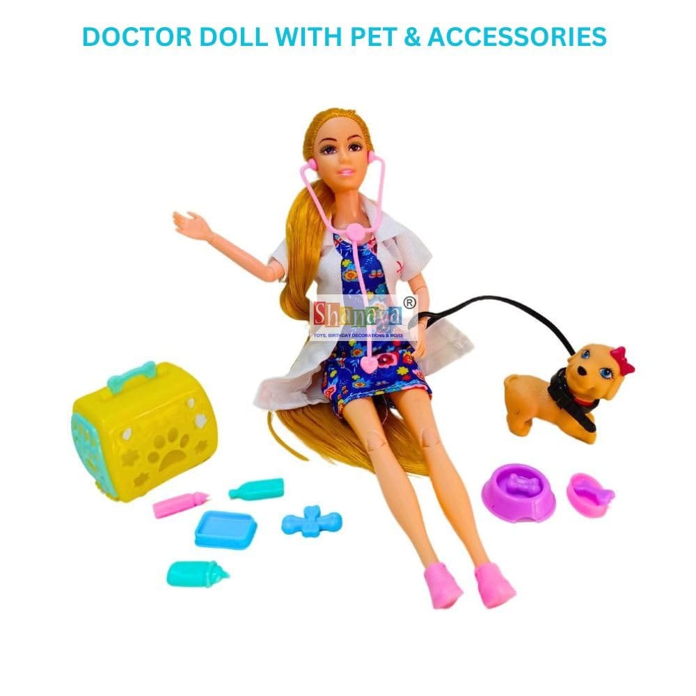 SHANAYA Doll Playset for Girls| Includes Doll, Pet Dog, Dog Accessories | Pretend Play Toys for Kids | Birthday Gift for Girls | Fun & Durable Toy Set for Creative Role Play