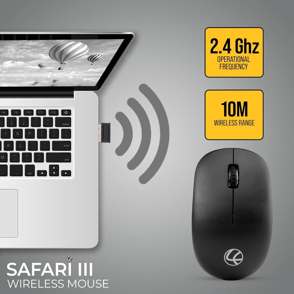 Lapcare Safari III Wireless Mouse LWM-003 With USB Type-A Dongle & Duracell Battery Included