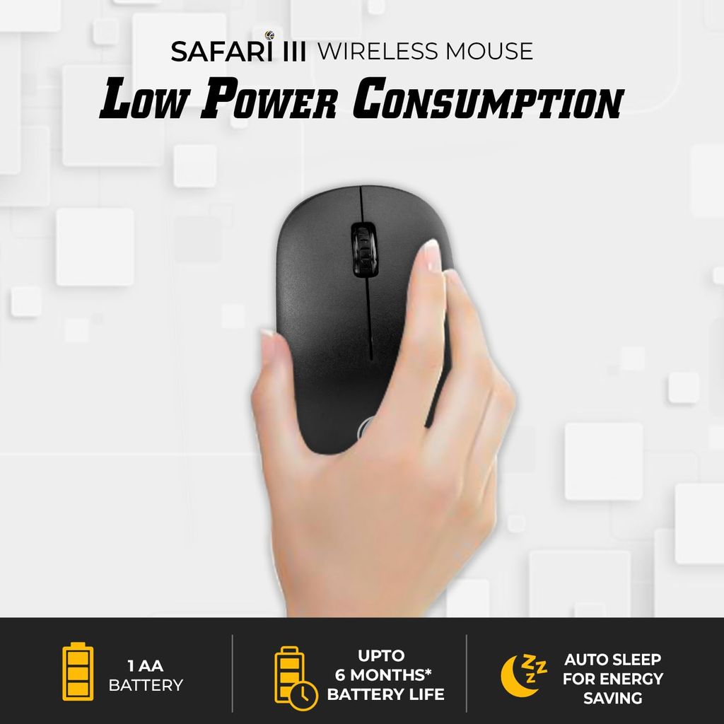 Lapcare Safari III Wireless Mouse LWM-003 With USB Type-A Dongle & Duracell Battery Included