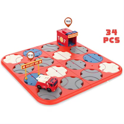 KTRS ENTERPRISE DIY Track Maze Race Car Track Building Block Educational Toy Set Tiles DIY Play Set Up Car STEM Learning Construction fire truck