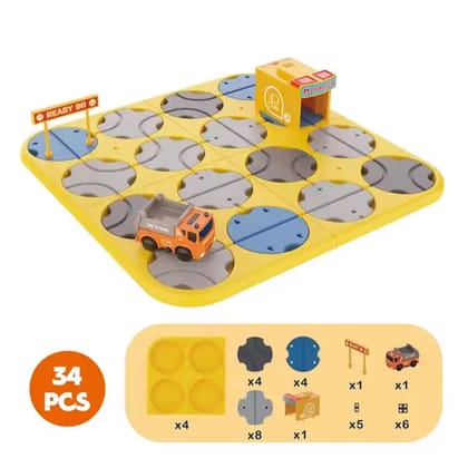 KTRS ENTERPRISE DIY Track Maze Race Car Track Building Block Educational Toy Set Tiles DIY Play Set Up Car STEM Learning Construction engineering vehicle