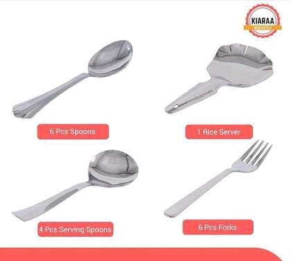 KIARAA 61 PIECE STAINLESS STEEL DINNER SET FOR 6 PEOPLE