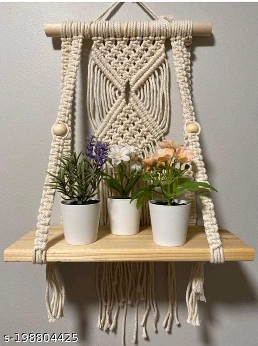 Macrame Woven Wall Hanging Shelf