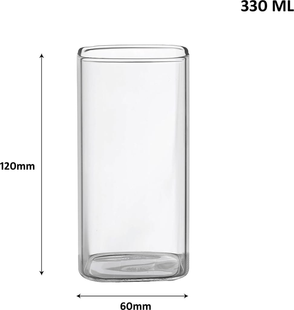 Cello Roma Square Glass Tumblers , Set of 6 , 330ml