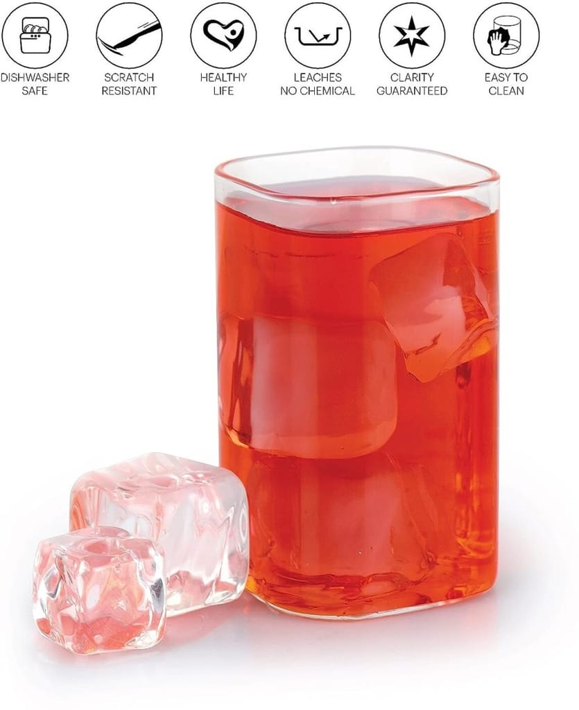 Cello Roma Square Glass Tumblers , Set of 6 , 330ml