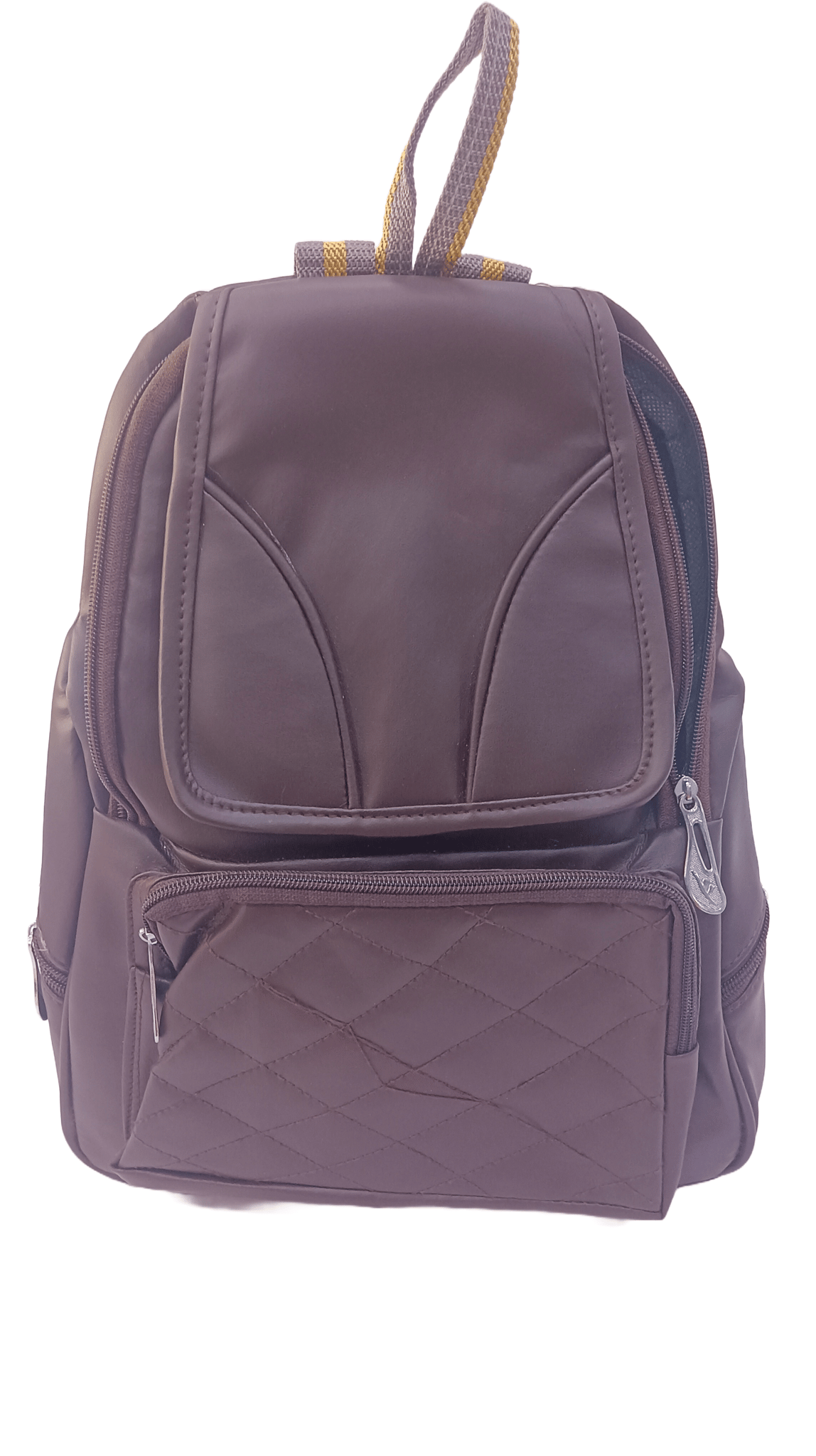 Grey Quilted Faux Leather Backpack Purse for Women