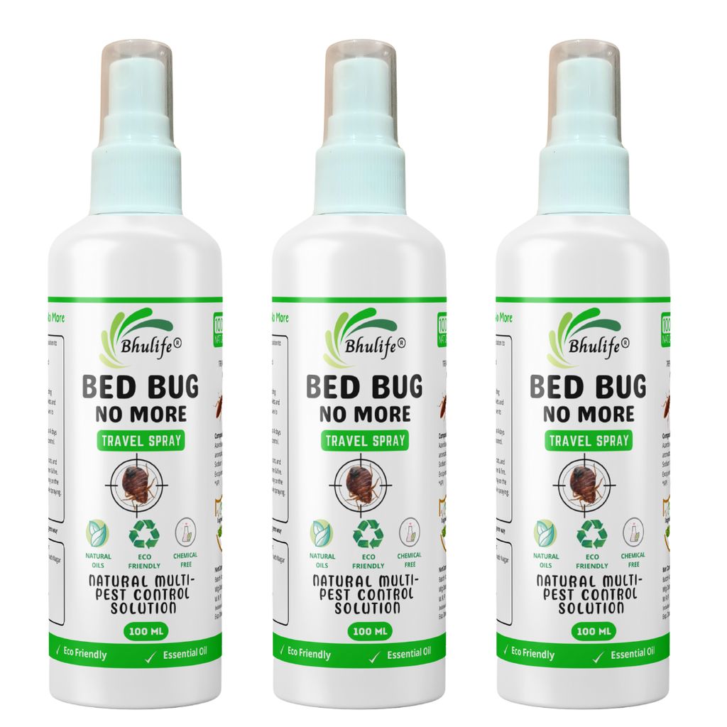 Bhulife Natural Bedbug Killer Spray | Bug No More Spray | 100% Organic Ingredients 100 ML (Pack Of 3)