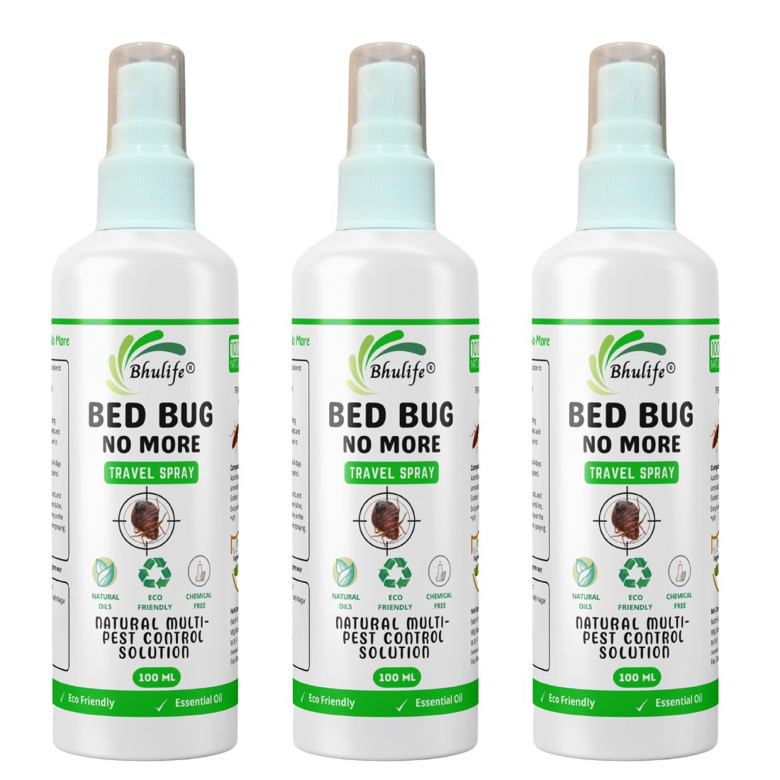 Bhulife Natural Bedbug Killer Spray | Bug No More Spray | 100% Organic Ingredients 100 ML (Pack Of 3)