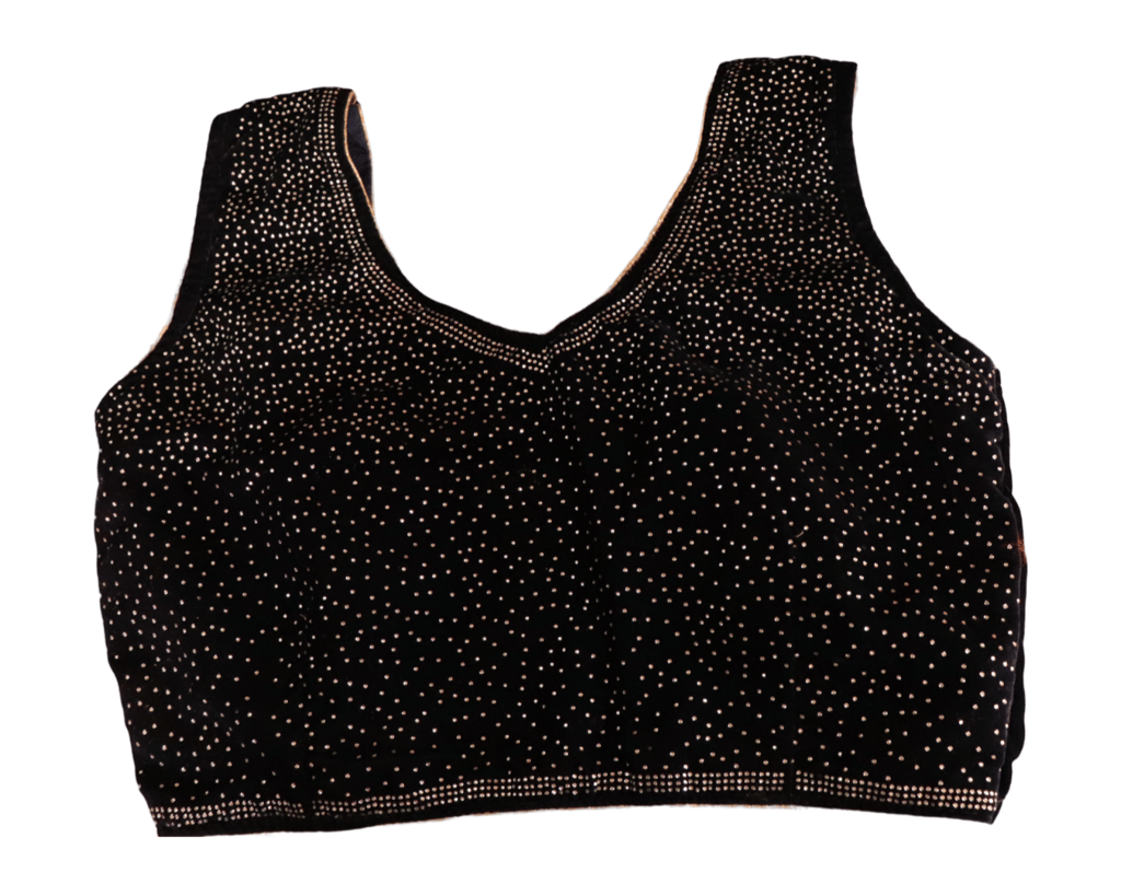 Black Velvet Embroidered Blouse with Zari Border