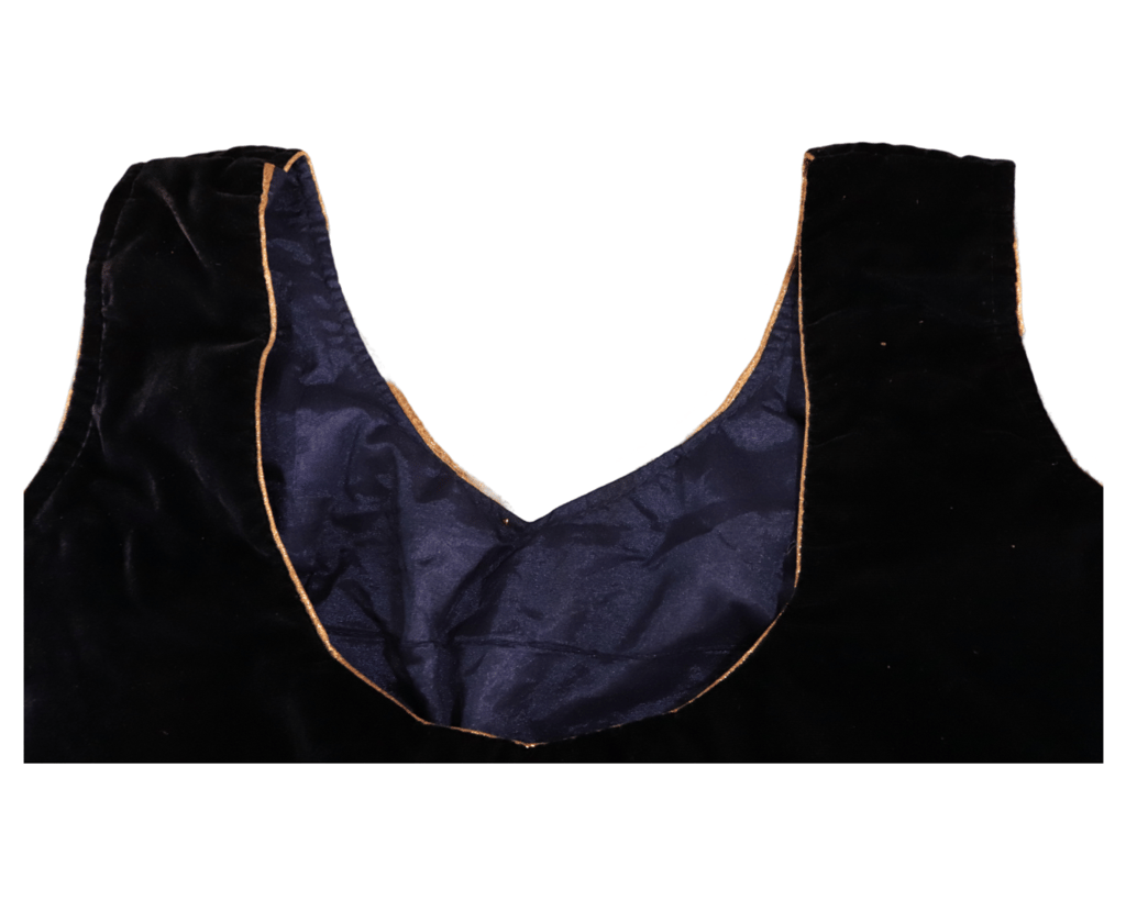 Black Velvet Embroidered Blouse with Zari Border
