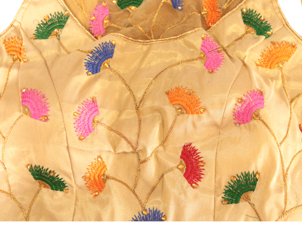  Buy Online Cream Color Embroidery Work Blouse With Multicolor Thread Work At Reasonable Price