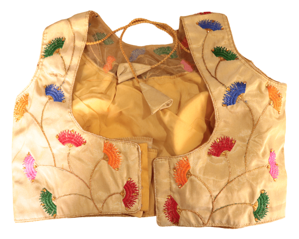  Buy Online Cream Color Embroidery Work Blouse With Multicolor Thread Work At Reasonable Price