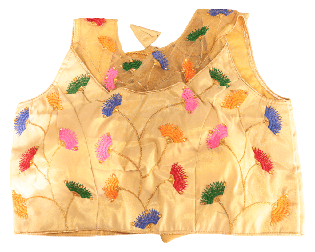  Buy Online Cream Color Embroidery Work Blouse With Multicolor Thread Work At Reasonable Price