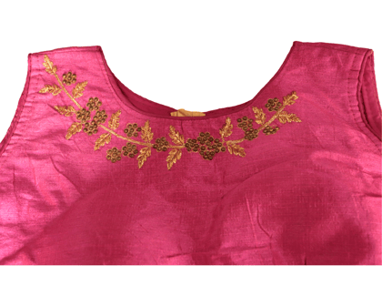  Rani Pink Hand Embroidered Readymade Saree Blouse