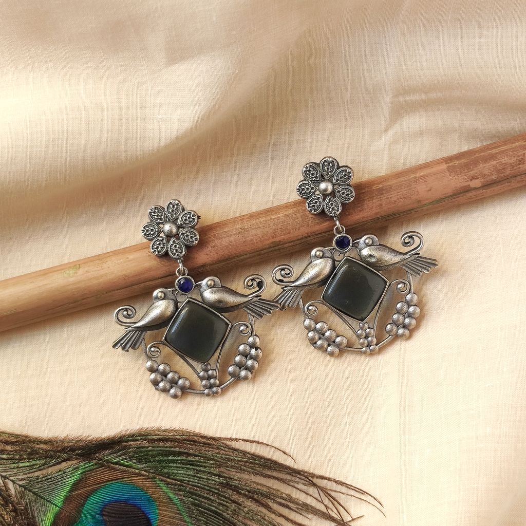 Exclusive Women New Silver Look Alike Oxidised Chandbali Earrings For Women Ethnic Fashion 2025 