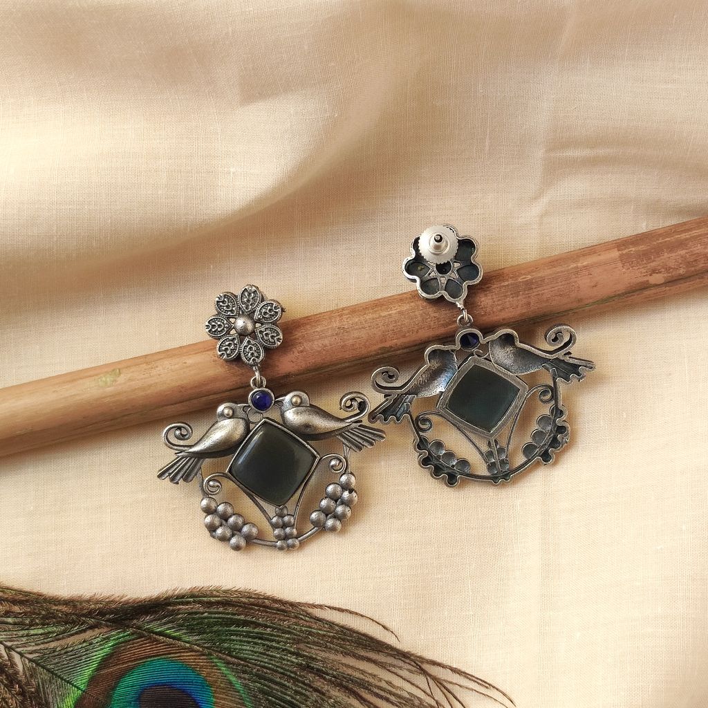 Exclusive Women New Silver Look Alike Oxidised Chandbali Earrings For Women Ethnic Fashion 2025 