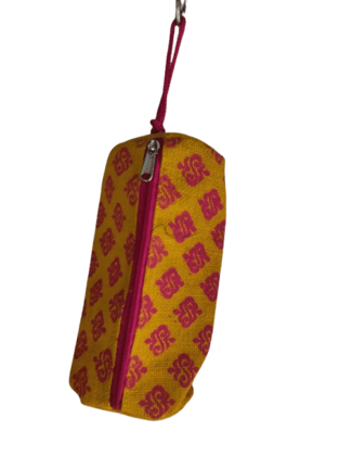 Handmade Jute Pencil Pouch with Zipper Closure and Traditional Indian Paisley Print Handmade Jute Pencil Pouch with Zipper Closure and Traditional Indian Paisley Print