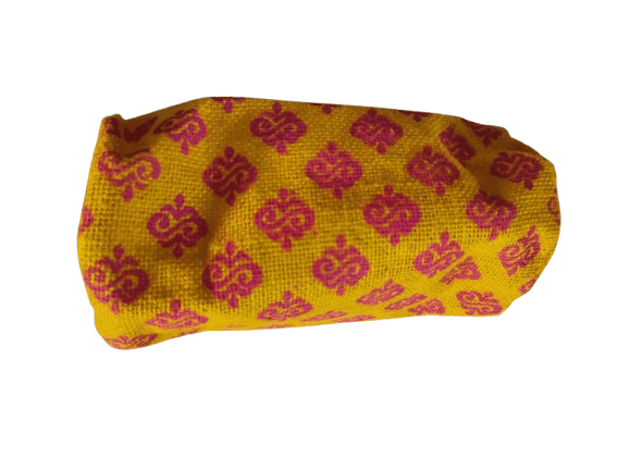 Handmade Jute Pencil Pouch with Zipper Closure and Traditional Indian Paisley Print
