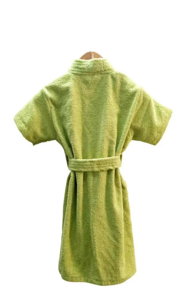 Green Cotton Kids Bathrobe - Soft and Absorbent Terry Cloth Robe for Boys and Girls