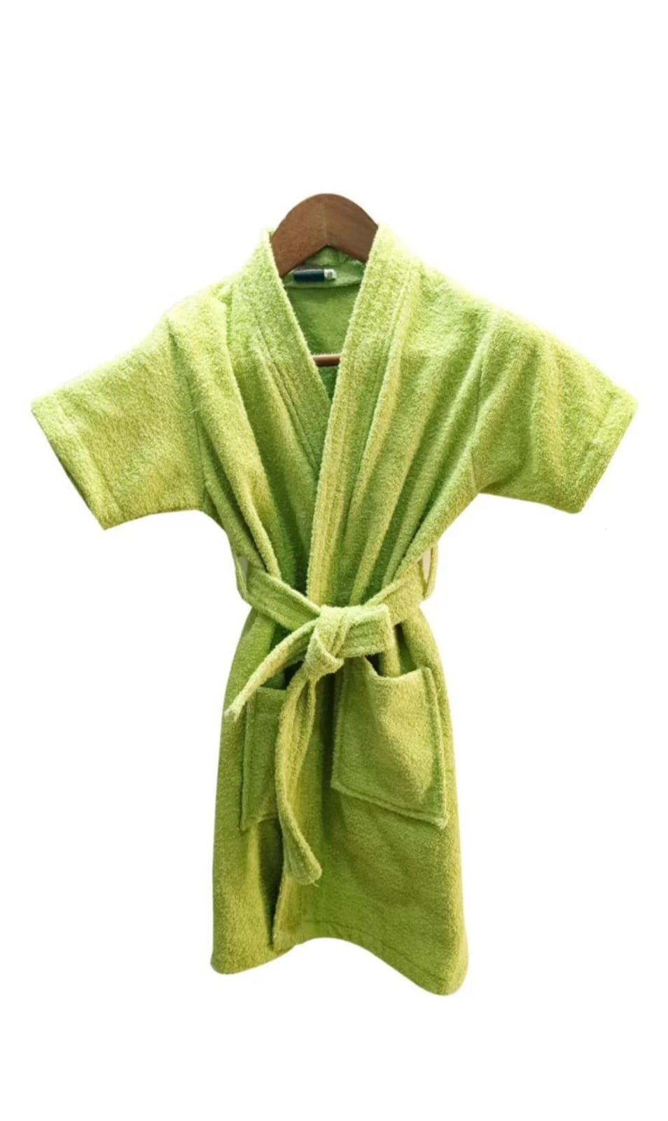 Green Cotton Kids Bathrobe - Soft and Absorbent Terry Cloth Robe for Boys and Girls
