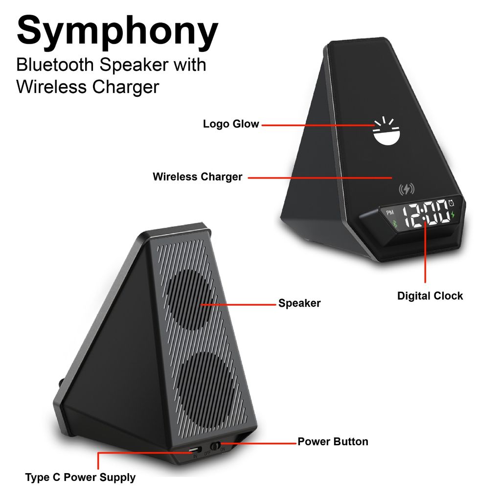 Glow Gadgets Symphony Bluetooth Speaker With Wireless Charging
