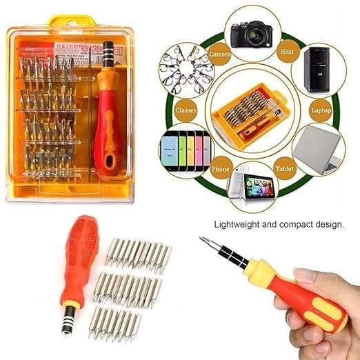 32-in-1 Multi-Purpose Professional Screwdriver Set with Case, Red and Yellow
