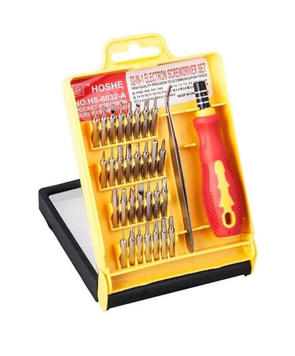 32-in-1 Multi-Purpose Professional Screwdriver Set with Case, Red and Yellow