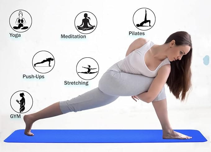 Extra Thick TPE Yoga Mat with Carrying Strap, Eco Friendly Non Slip Exercise Mat for Pilates