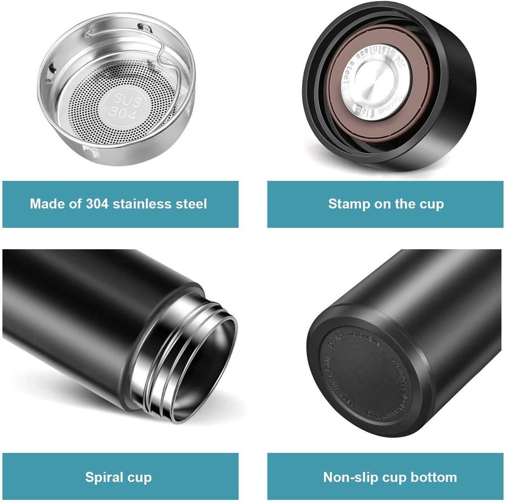 Smart Vacuum Insulated Water Bottle with Automatic LED Temperature Display, Large Flask 500 ML Stainless Steel Drinking Cup